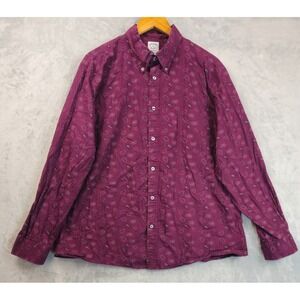 Brooks Brothers Regent Fit Shirt Mens XL Maroon Paisley Cotton Button Up